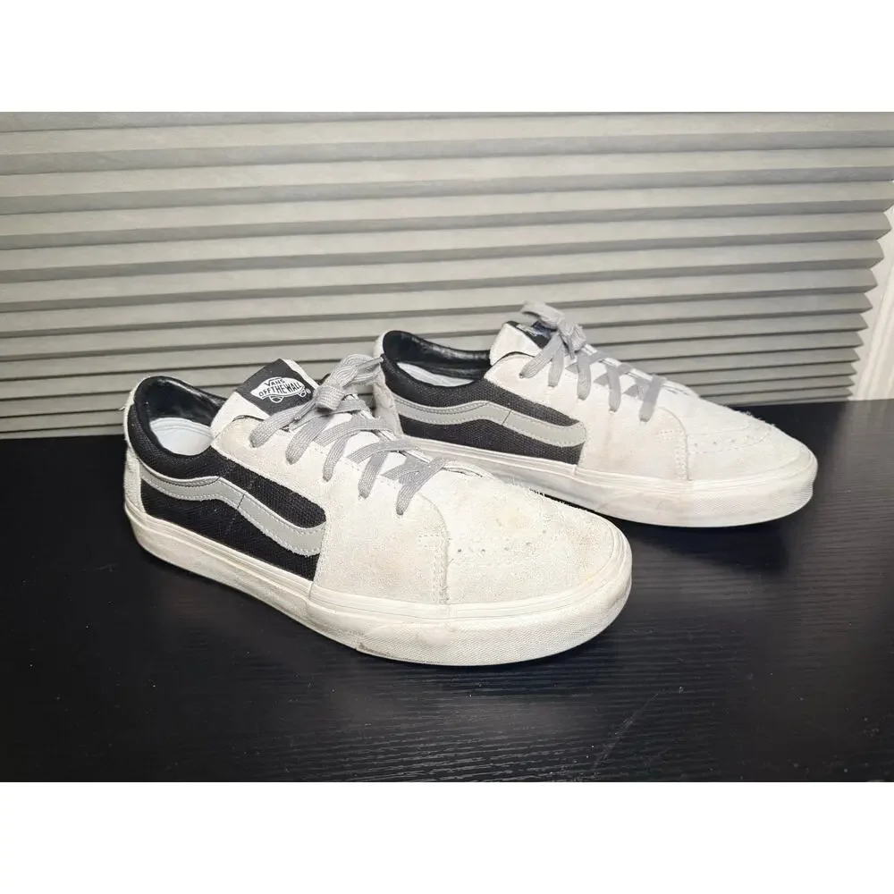 Vans Sk8-Low Sneakers Mens 10 Womens 11.5 Gray Black Suede Canvas Skate Shoes